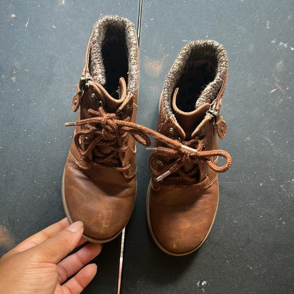 Brown Lace-Up Ankle Boots - Picture 3 of 5
